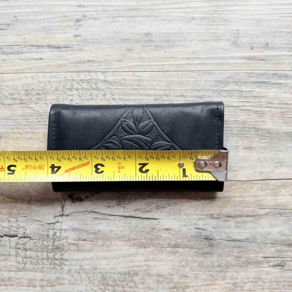 Vintage Rolfs Cowhide Genuine Leather Black Key Holder Wallet Organizer Embossed